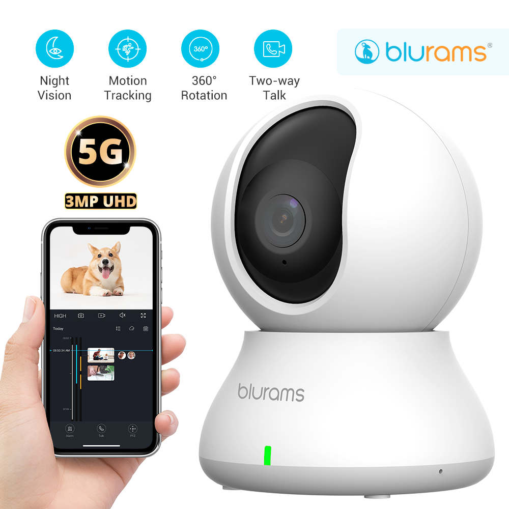 Eufy Camera E220 - Blurams 2K 5GHz/2.4GHz ホームセキュリティ用屋内カメラ、360 ° 電話アプリ付き